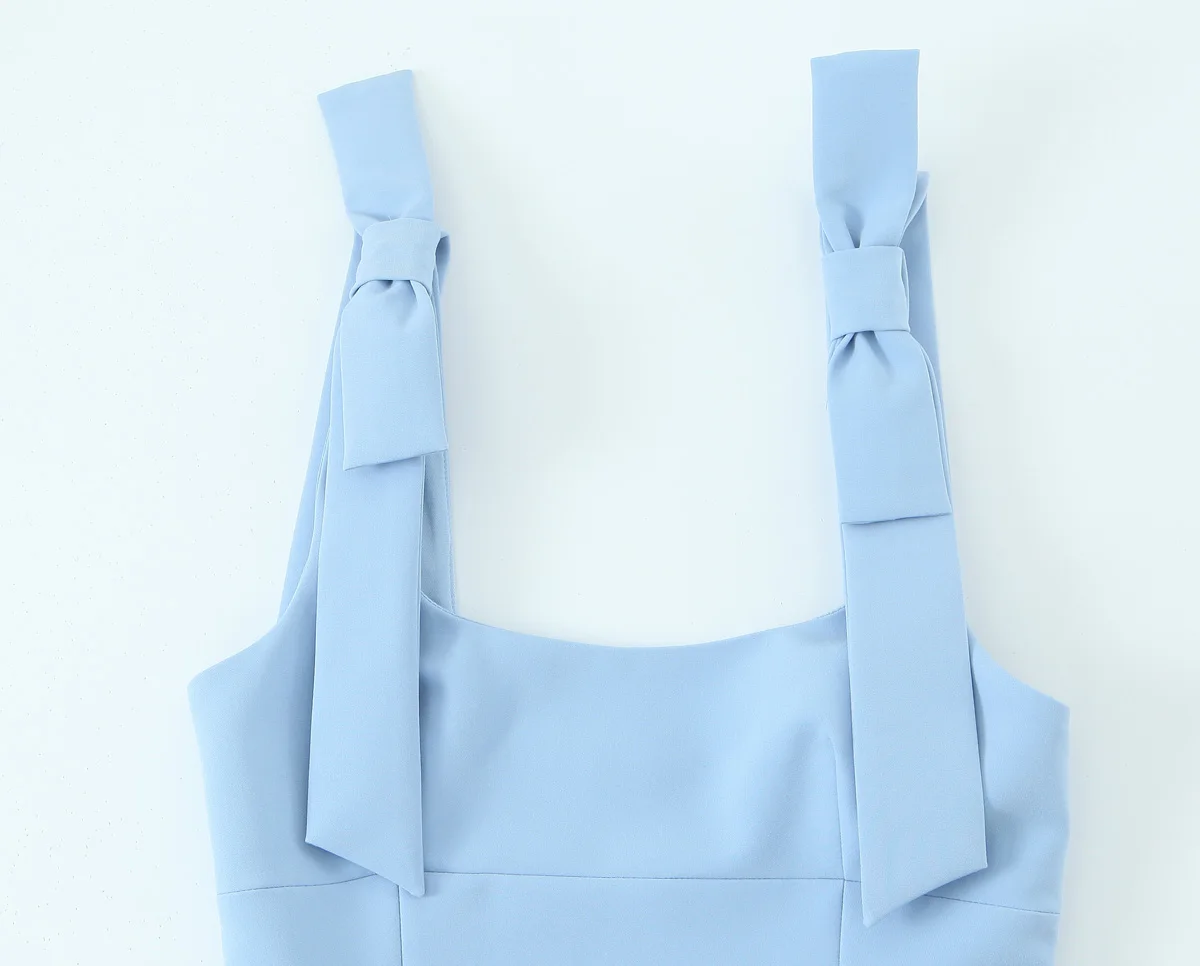 KONDALA Sexy Chic Yellow Bow Tops Women Zipper Tie Up Slim Short Cami Tops Women Fashion 2025 Summer Elegant Y2K Girl Blouses