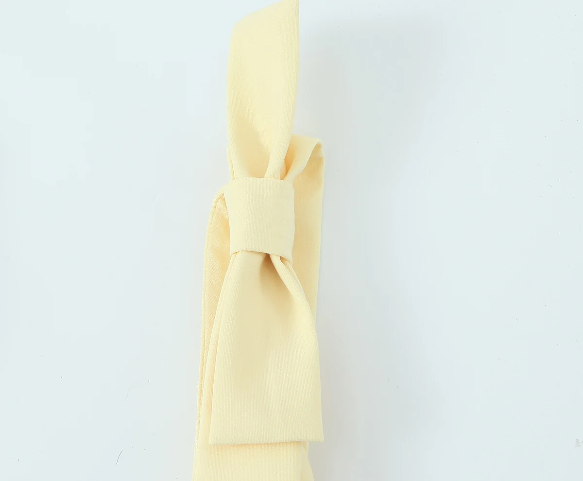 KONDALA Sexy Chic Yellow Bow Tops Women Zipper Tie Up Slim Short Cami Tops Women Fashion 2025 Summer Elegant Y2K Girl Blouses