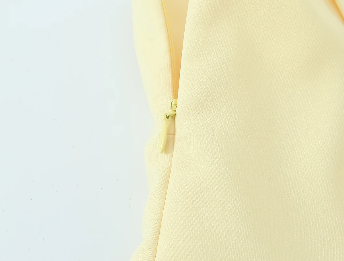 KONDALA Sexy Chic Yellow Bow Tops Women Zipper Tie Up Slim Short Cami Tops Women Fashion 2025 Summer Elegant Y2K Girl Blouses
