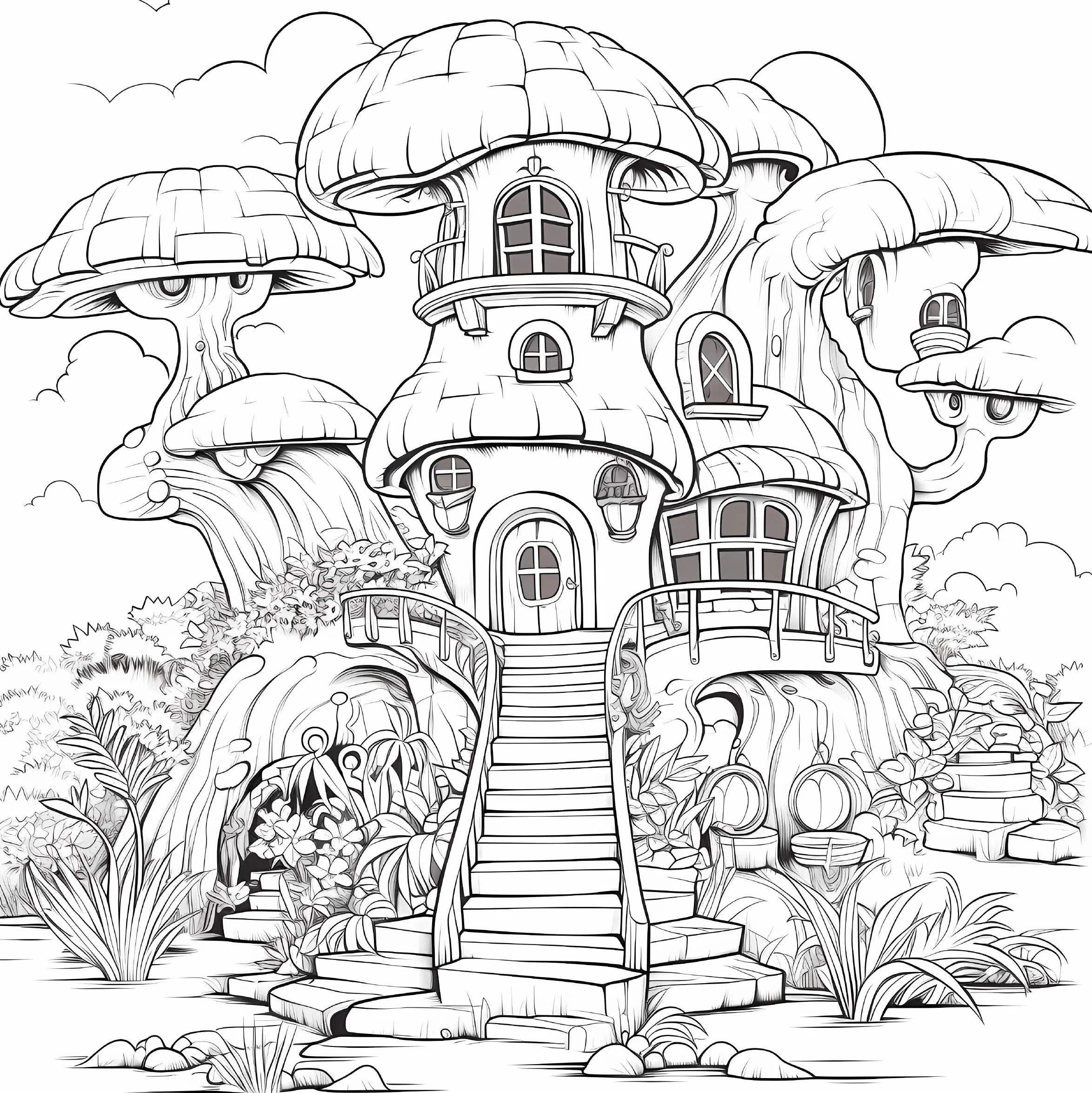 Picture Books for Adults: Coloring Books Fantastic Tree House 20 Page The Perfect Gift for A Multi-colored Pencil Art Party