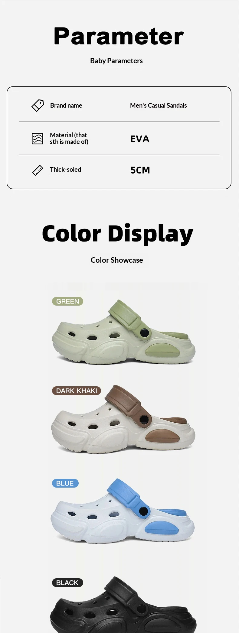 Summer Men's Thick-Soled Non-Slip Breathable Toe-Cap Sandals Casual Beach Slippers
