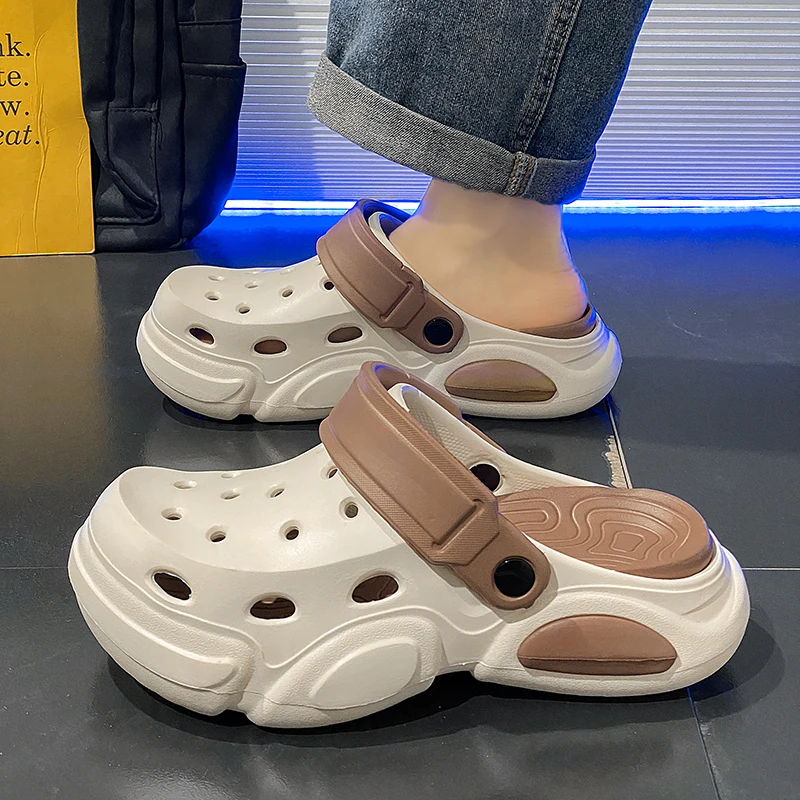 Summer Men's Thick-Soled Non-Slip Breathable Toe-Cap Sandals Casual Beach Slippers