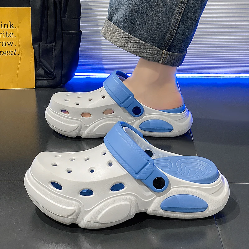 Summer Men's Thick-Soled Non-Slip Breathable Toe-Cap Sandals Casual Beach Slippers