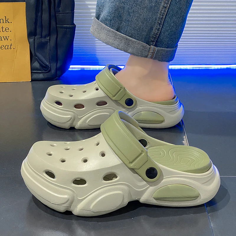 Summer Men's Thick-Soled Non-Slip Breathable Toe-Cap Sandals Casual Beach Slippers