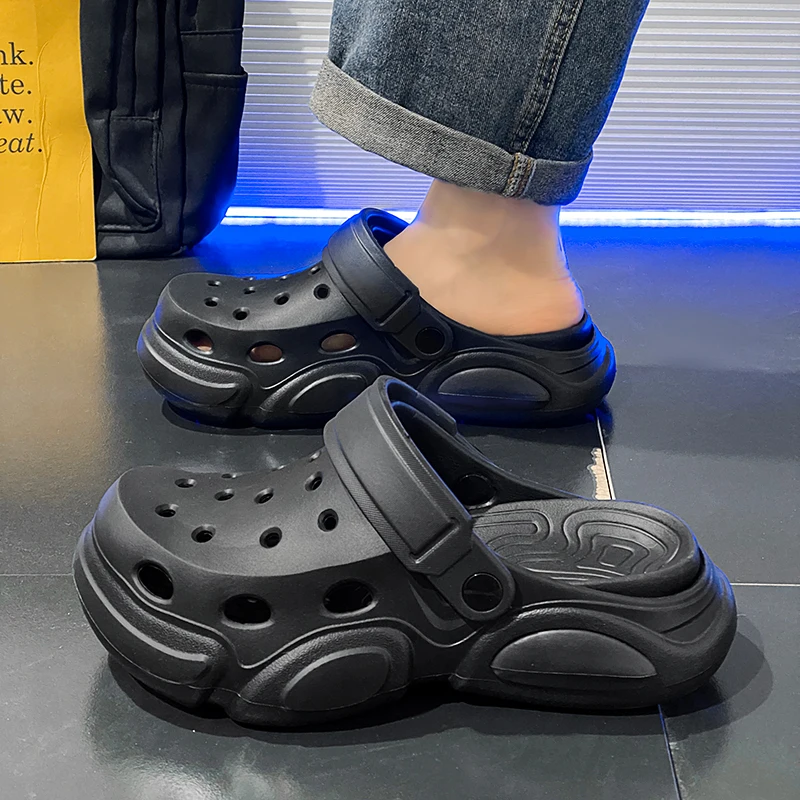 Summer Men's Thick-Soled Non-Slip Breathable Toe-Cap Sandals Casual Beach Slippers