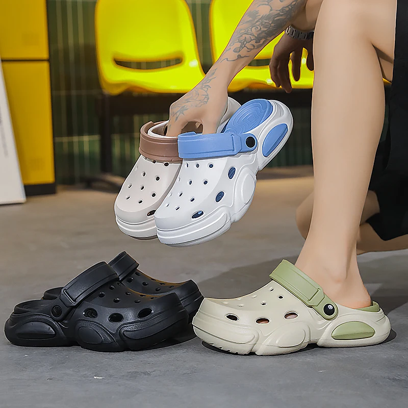 Summer Men's Thick-Soled Non-Slip Breathable Toe-Cap Sandals Casual Beach Slippers