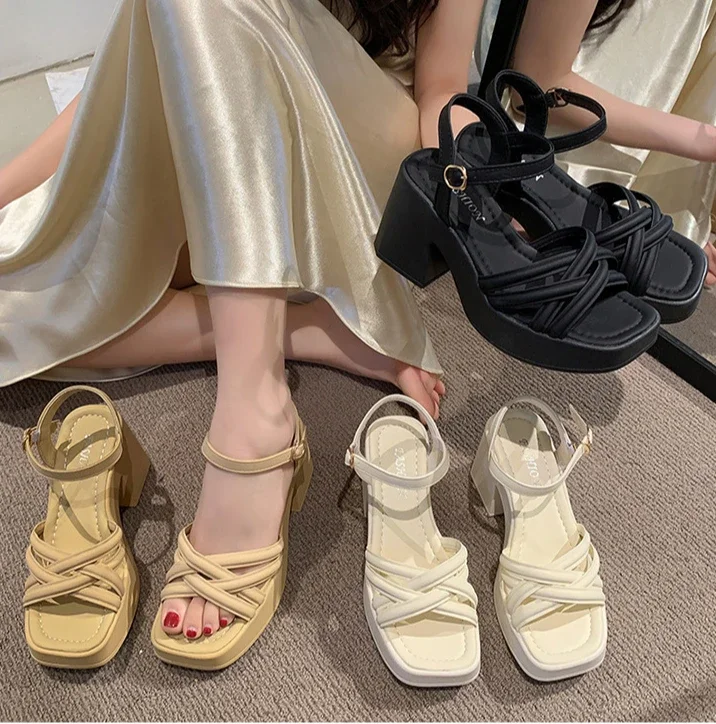 2025 New Summer Casual Waterproof Women's Sandals Fashionable Increased Heel Platform Wedges Stylish Roman Loafers for Women