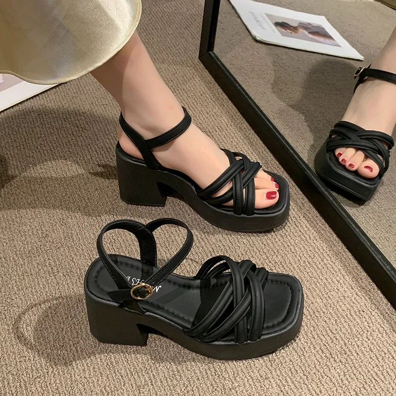 2025 New Summer Casual Waterproof Women's Sandals Fashionable Increased Heel Platform Wedges Stylish Roman Loafers for Women