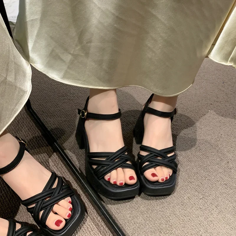 2025 New Summer Casual Waterproof Women's Sandals Fashionable Increased Heel Platform Wedges Stylish Roman Loafers for Women