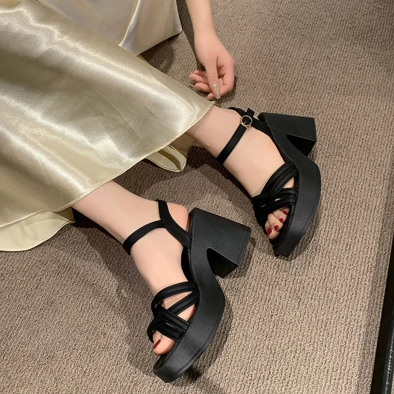 2025 New Summer Casual Waterproof Women's Sandals Fashionable Increased Heel Platform Wedges Stylish Roman Loafers for Women