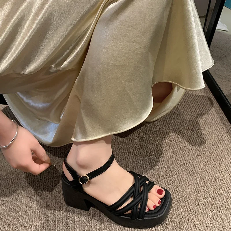 2025 New Summer Casual Waterproof Women's Sandals Fashionable Increased Heel Platform Wedges Stylish Roman Loafers for Women
