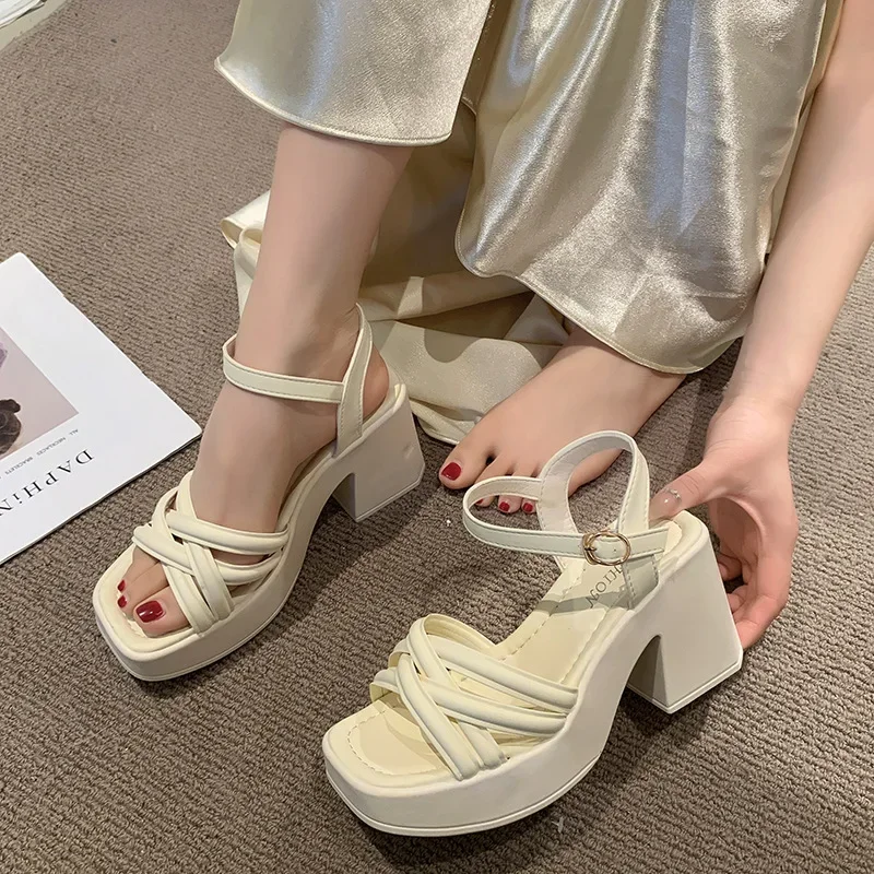 2025 New Summer Casual Waterproof Women's Sandals Fashionable Increased Heel Platform Wedges Stylish Roman Loafers for Women
