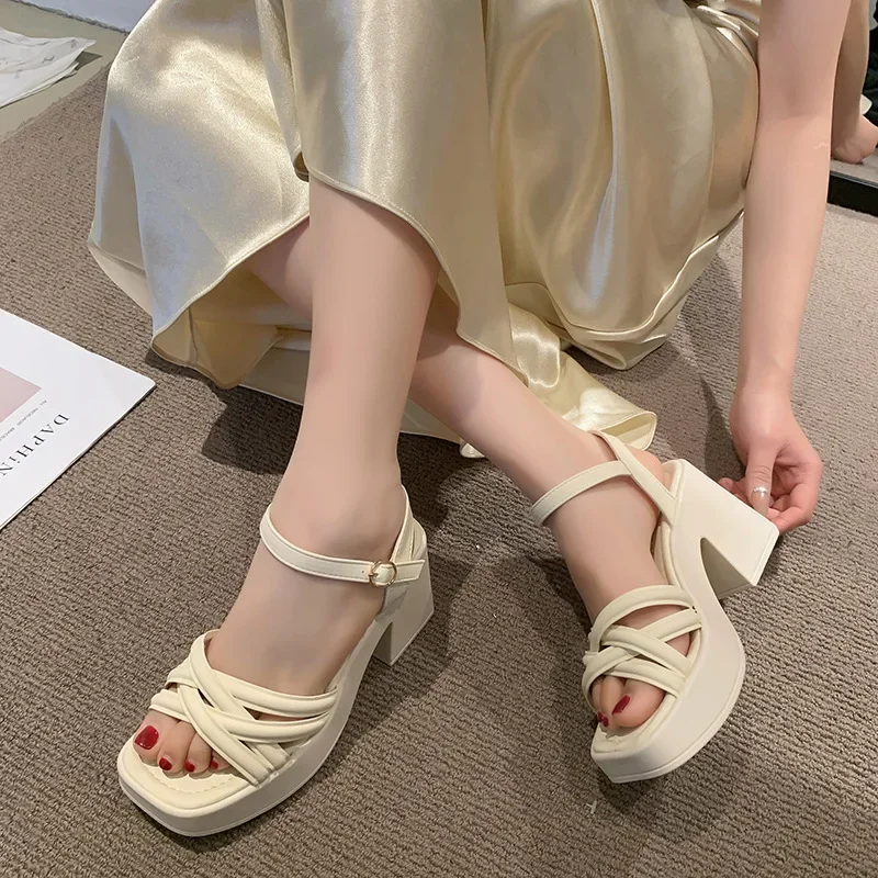 2025 New Summer Casual Waterproof Women's Sandals Fashionable Increased Heel Platform Wedges Stylish Roman Loafers for Women