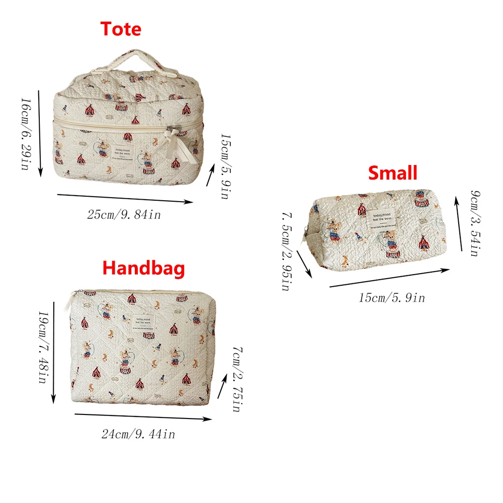 Fashion New Cartoon Rabbit Girl Makeup Bag Tote Cosmetic Organizer Quilted Pouch Handbag Ladies Kawaii Zipper Storage Bag