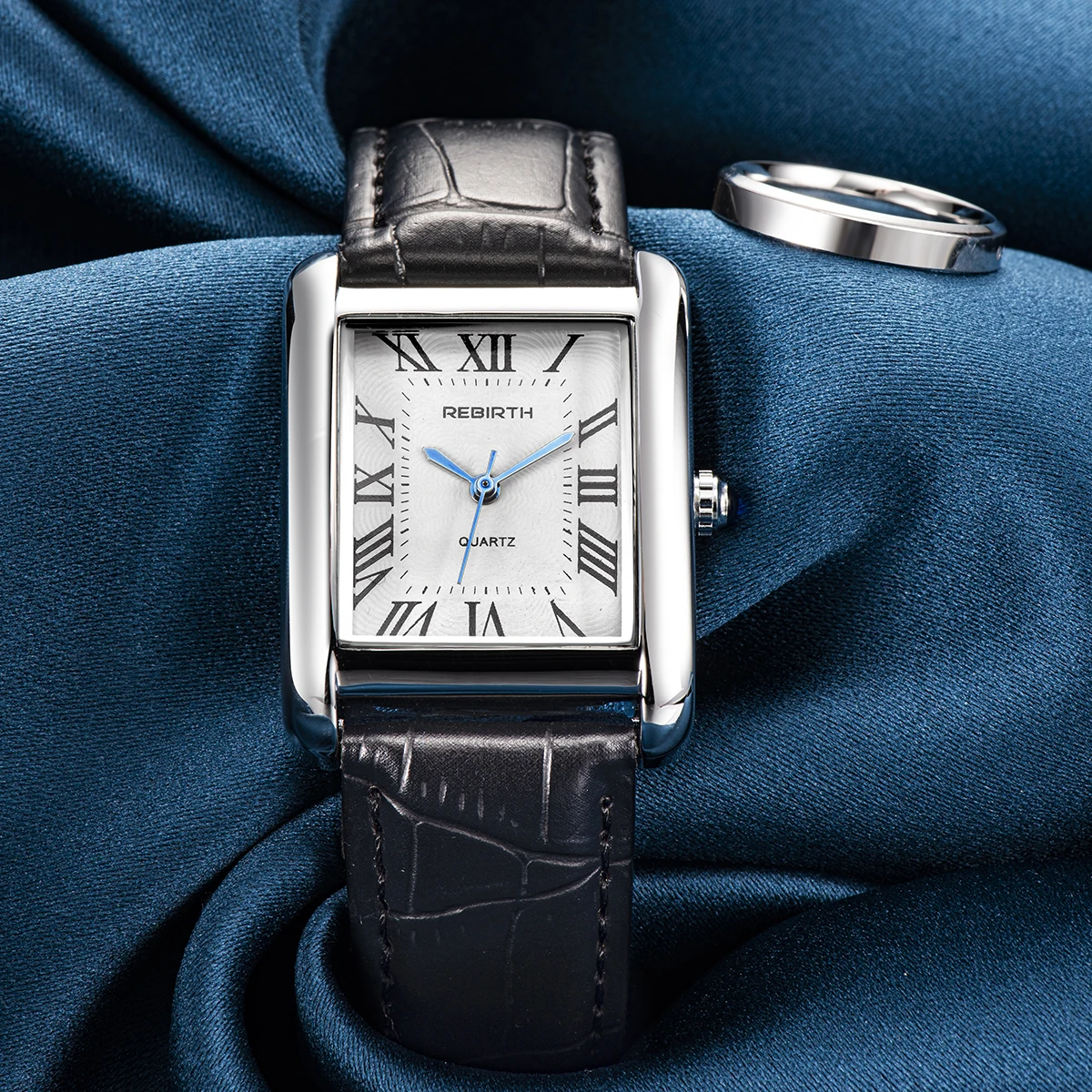 Rebirth 002 Elegant Mini Light Design Rectangle Dial Water Resistant Quartz Movement Business Women Analog Wrist Watch Gift