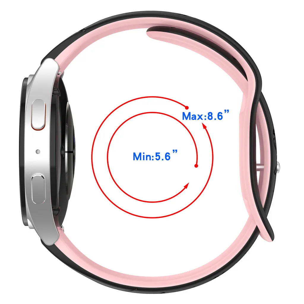 Two-color Flower Design Floral Engraved Silicone Strap 18/20/22mm, For Amazfit GTR, Huawei,Garmin Samsung Galaxy Watch 7 6 5 4