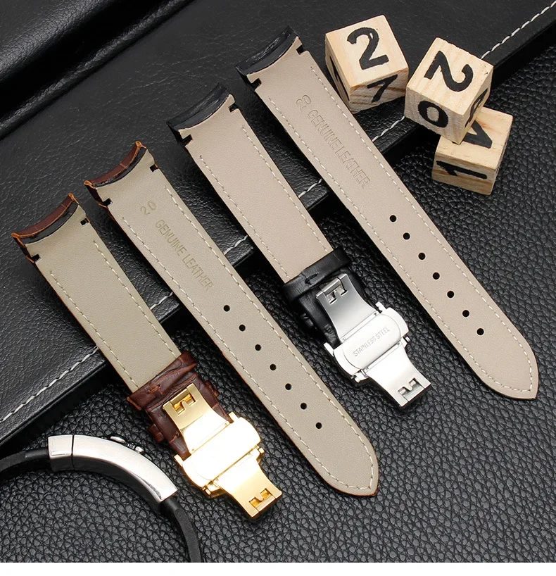 Arc Interface Calf Genuine Leather Watch Band 18mm 19mm 20mm 21mm 22mm 23mm 24mm Suitable for Tissot Seiko Omega Watch Strap