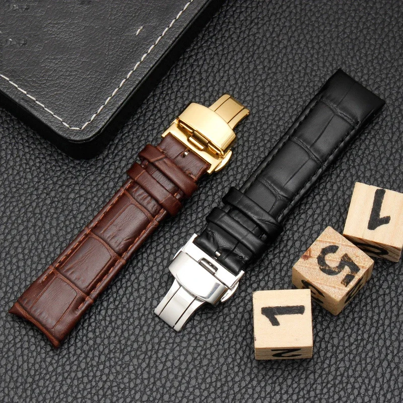 Arc Interface Calf Genuine Leather Watch Band 18mm 19mm 20mm 21mm 22mm 23mm 24mm Suitable for Tissot Seiko Omega Watch Strap