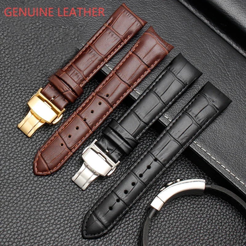 Arc Interface Calf Genuine Leather Watch Band 18mm 19mm 20mm 21mm 22mm 23mm 24mm Suitable for Tissot Seiko Omega Watch Strap