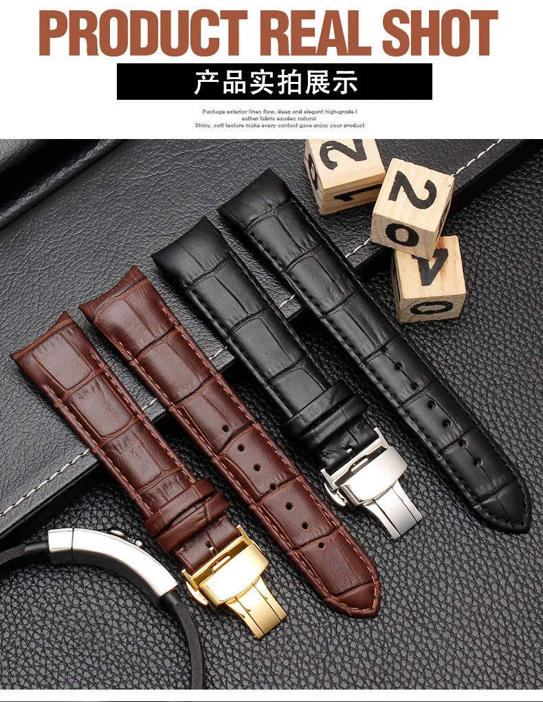 Arc Interface Calf Genuine Leather Watch Band 18mm 19mm 20mm 21mm 22mm 23mm 24mm Suitable for Tissot Seiko Omega Watch Strap