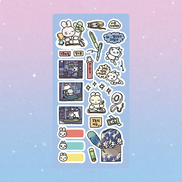 Cartoon Laser Cute Graffiti Korean Rabbit Cat Stickers Hand Account Diary Notebook Planner Scrapbook DIY Decorative Stickers