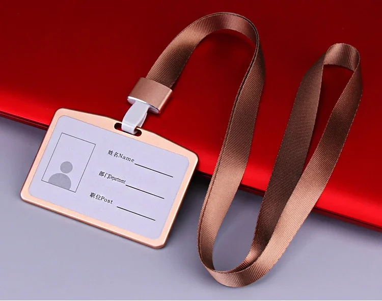 Fashion Cerdit Card Holder Lanyard Aluminum Alloy Work ID Card Holder Business Work Card ID Badge Holder Student Bus Cards Case