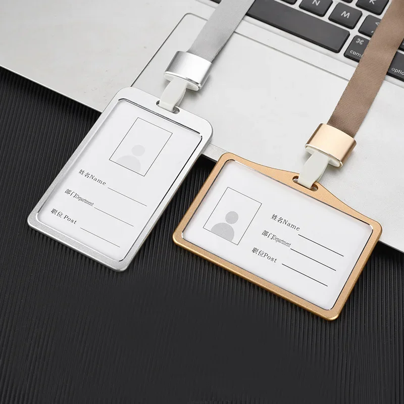 Fashion Cerdit Card Holder Lanyard Aluminum Alloy Work ID Card Holder Business Work Card ID Badge Holder Student Bus Cards Case