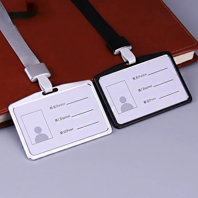 Fashion Cerdit Card Holder Lanyard Aluminum Alloy Work ID Card Holder Business Work Card ID Badge Holder Student Bus Cards Case