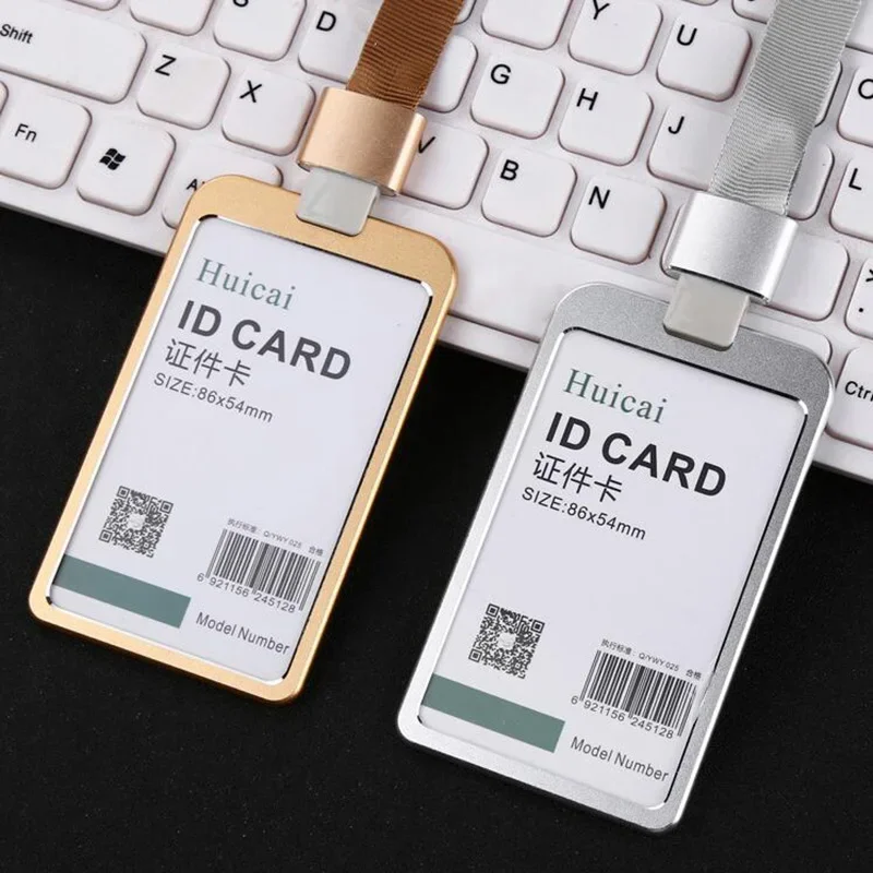 Fashion Cerdit Card Holder Lanyard Aluminum Alloy Work ID Card Holder Business Work Card ID Badge Holder Student Bus Cards Case