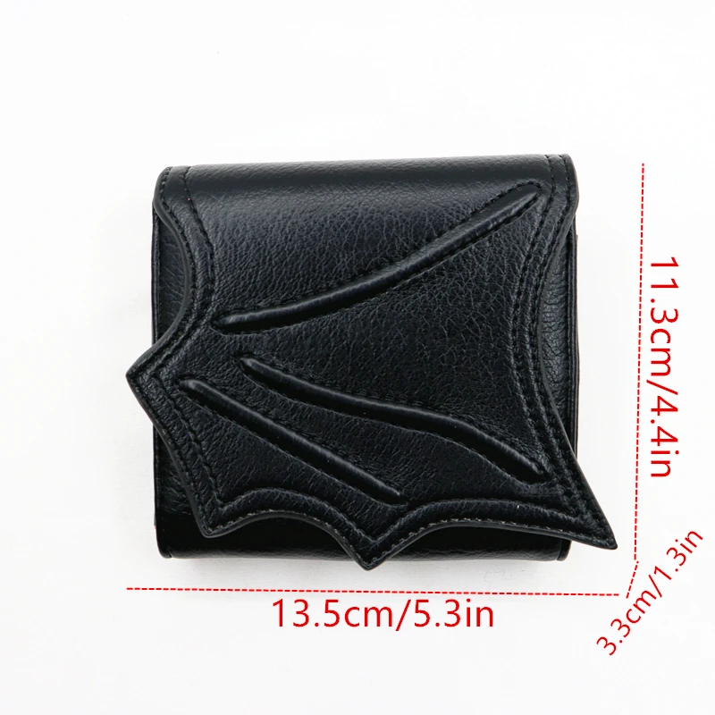 Vegan Black faux leather bat wing wallet Money Card Holders with 3 card slots，Gothic man Handbags Clutch