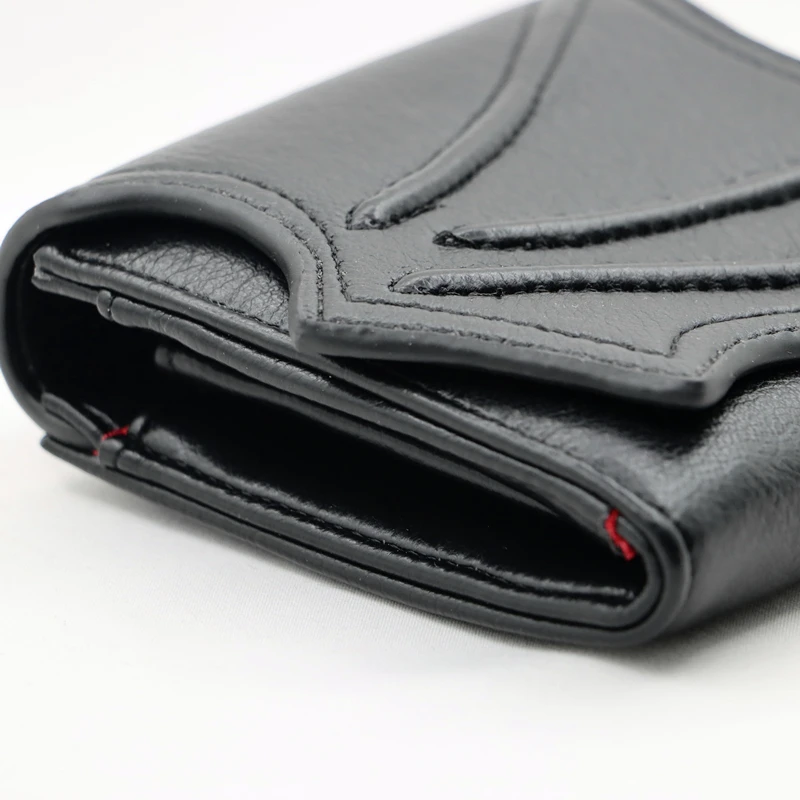 Vegan Black faux leather bat wing wallet Money Card Holders with 3 card slots，Gothic man Handbags Clutch