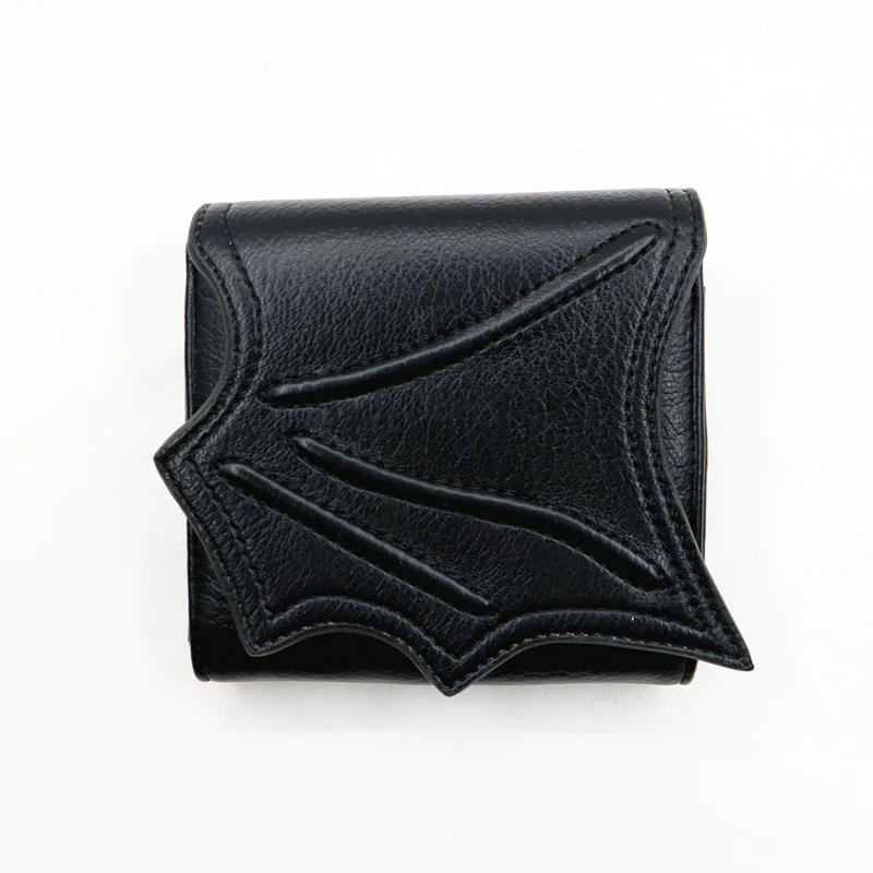 Vegan Black faux leather bat wing wallet Money Card Holders with 3 card slots，Gothic man Handbags Clutch