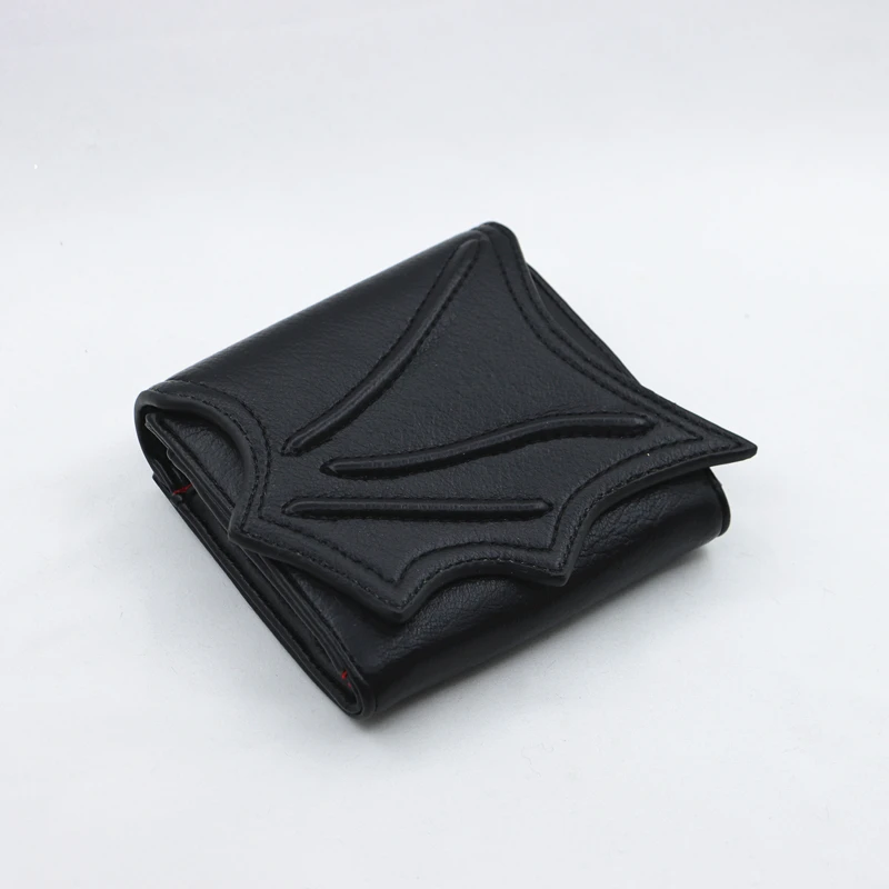 Vegan Black faux leather bat wing wallet Money Card Holders with 3 card slots，Gothic man Handbags Clutch