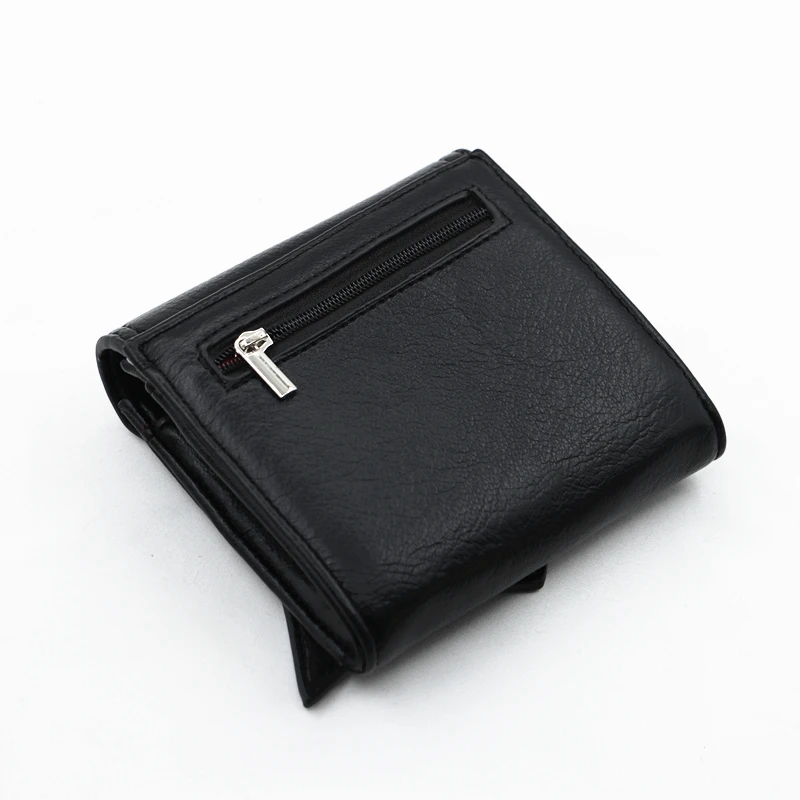 Vegan Black faux leather bat wing wallet Money Card Holders with 3 card slots，Gothic man Handbags Clutch