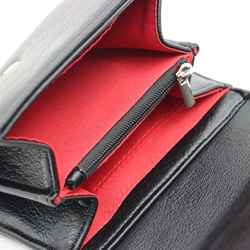 Vegan Black faux leather bat wing wallet Money Card Holders with 3 card slots，Gothic man Handbags Clutch