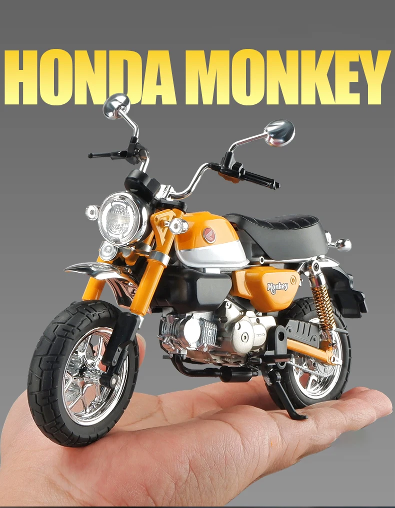 1:9 Honda Monkey 125 MINI Alloy Die Cast Motorcycle Model Toy Vehicle Collection Sound and Light Off Road Autocycle Toys Car