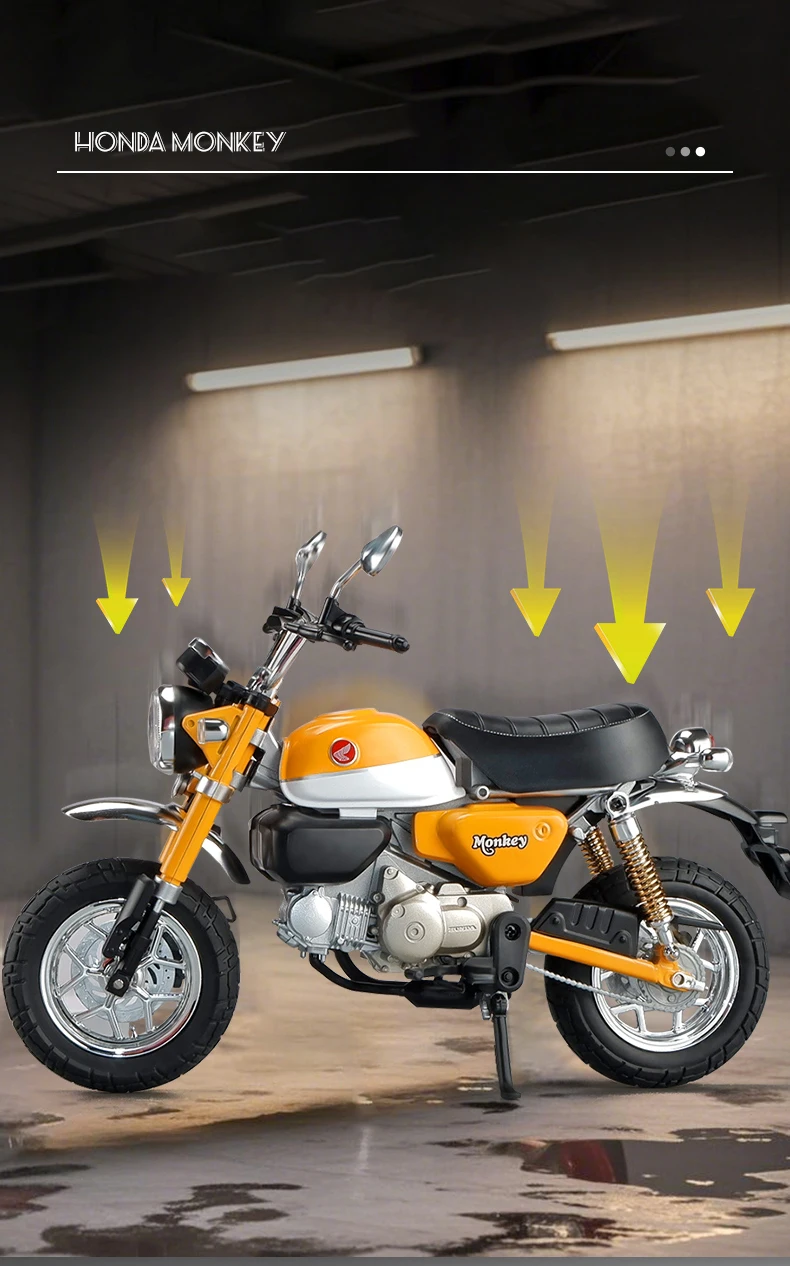 1:9 Honda Monkey 125 MINI Alloy Die Cast Motorcycle Model Toy Vehicle Collection Sound and Light Off Road Autocycle Toys Car