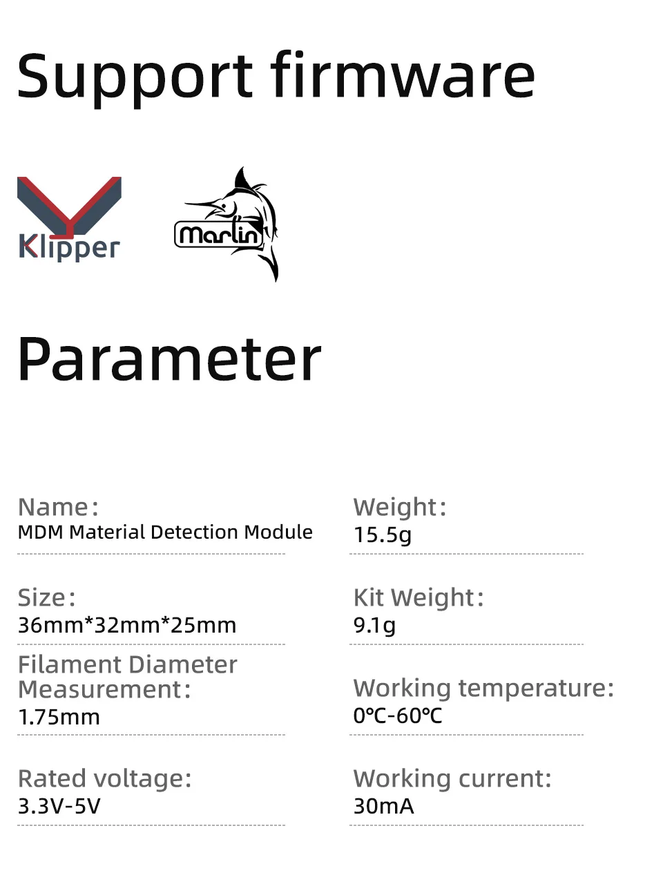 Mellow DIY MDM Material Detection Module For 3D Printing Filament Breakage, Clogging & Tangling 3D Printer Klipper RRF Marlin