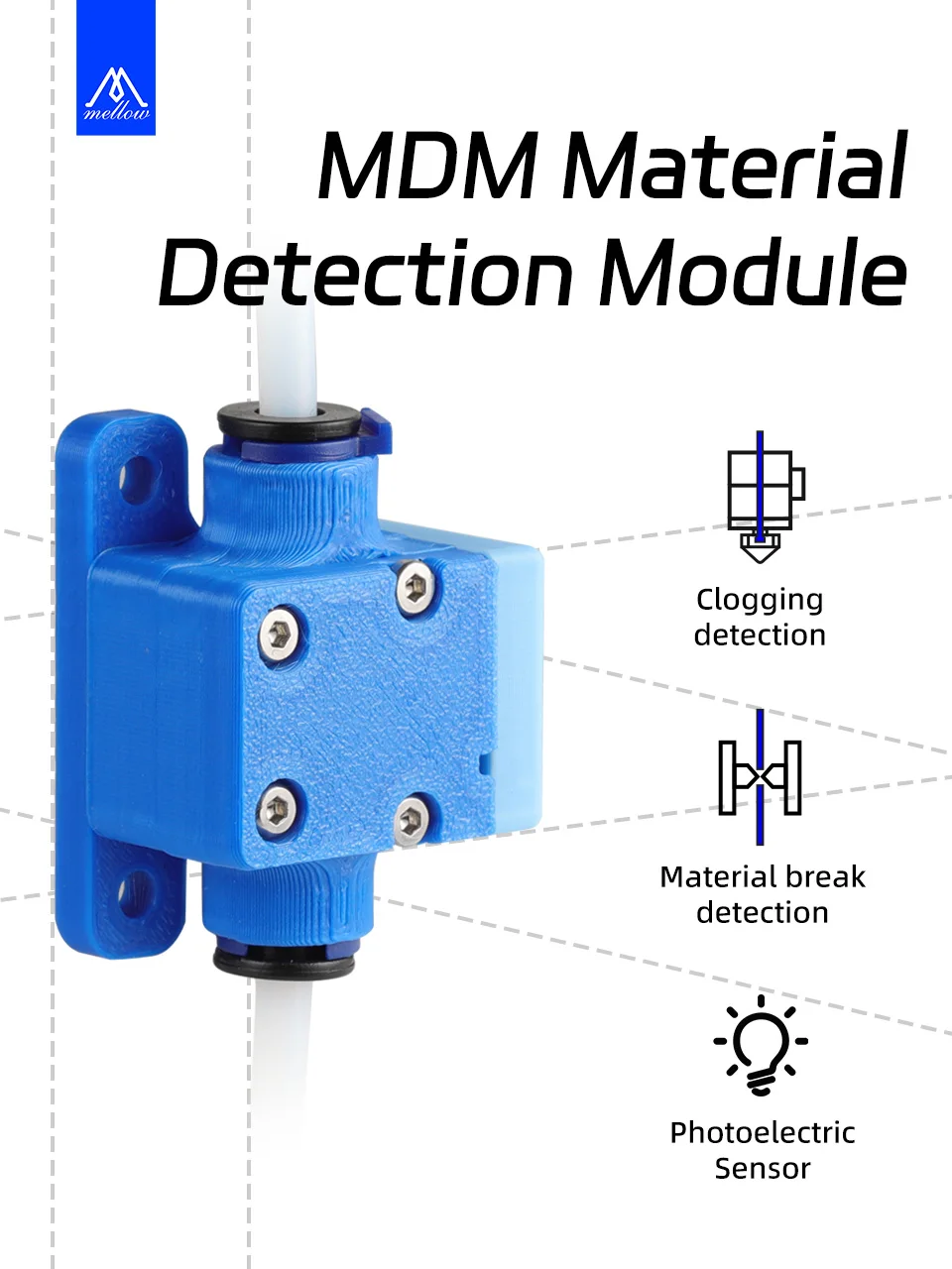 Mellow DIY MDM Material Detection Module For 3D Printing Filament Breakage, Clogging & Tangling 3D Printer Klipper RRF Marlin