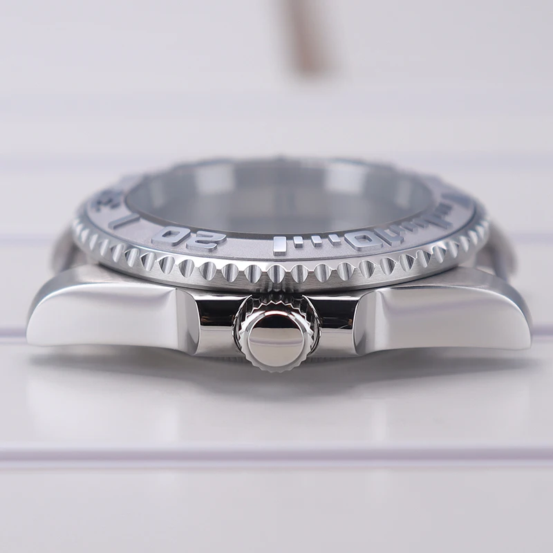 40mm diving watch Case Sapphire Glass For Seiko NH35 NH36 NH34 NH38 2824 Miyota 8215 automatic movement Silver YACHT watch Parts