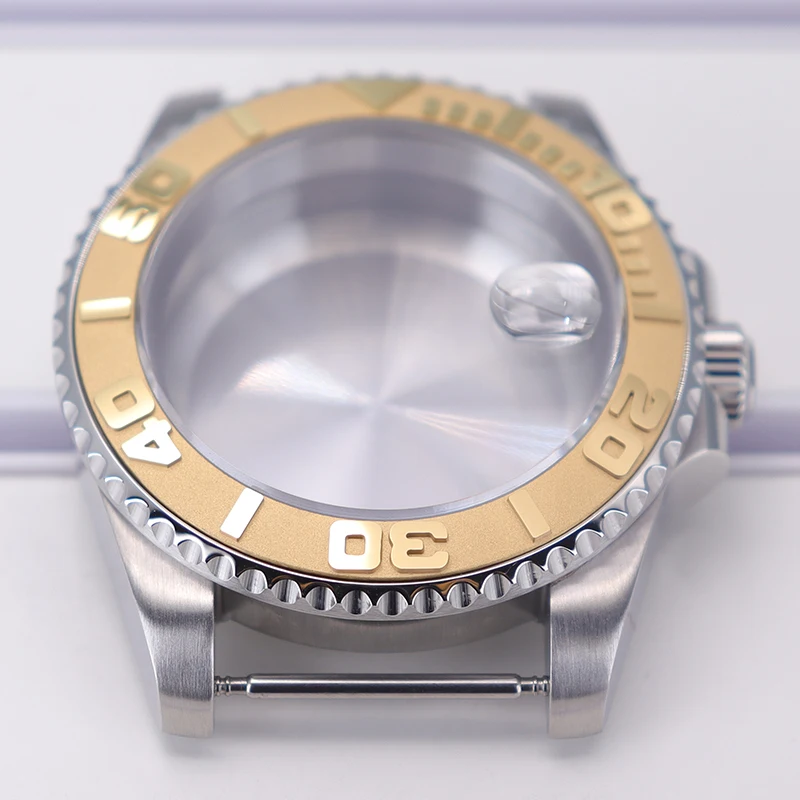 40mm diving watch Case Sapphire Glass For Seiko NH35 NH36 NH34 NH38 2824 Miyota 8215 automatic movement Silver YACHT watch Parts