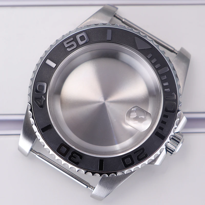 40mm diving watch Case Sapphire Glass For Seiko NH35 NH36 NH34 NH38 2824 Miyota 8215 automatic movement Silver YACHT watch Parts