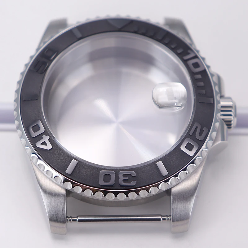 40mm diving watch Case Sapphire Glass For Seiko NH35 NH36 NH34 NH38 2824 Miyota 8215 automatic movement Silver YACHT watch Parts