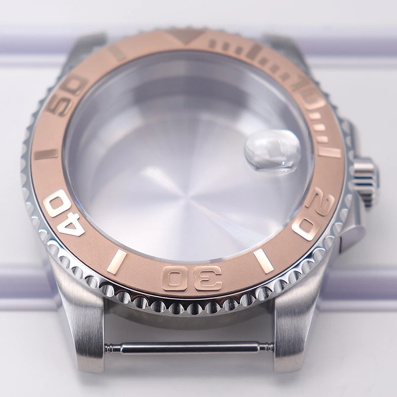 40mm diving watch Case Sapphire Glass For Seiko NH35 NH36 NH34 NH38 2824 Miyota 8215 automatic movement Silver YACHT watch Parts