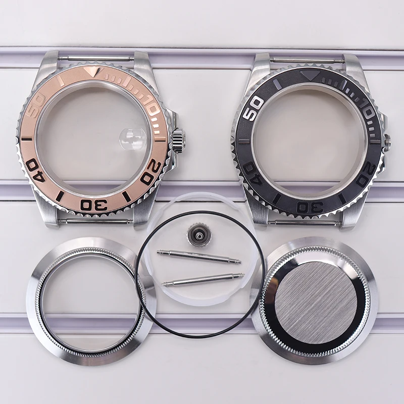 40mm diving watch Case Sapphire Glass For Seiko NH35 NH36 NH34 NH38 2824 Miyota 8215 automatic movement Silver YACHT watch Parts