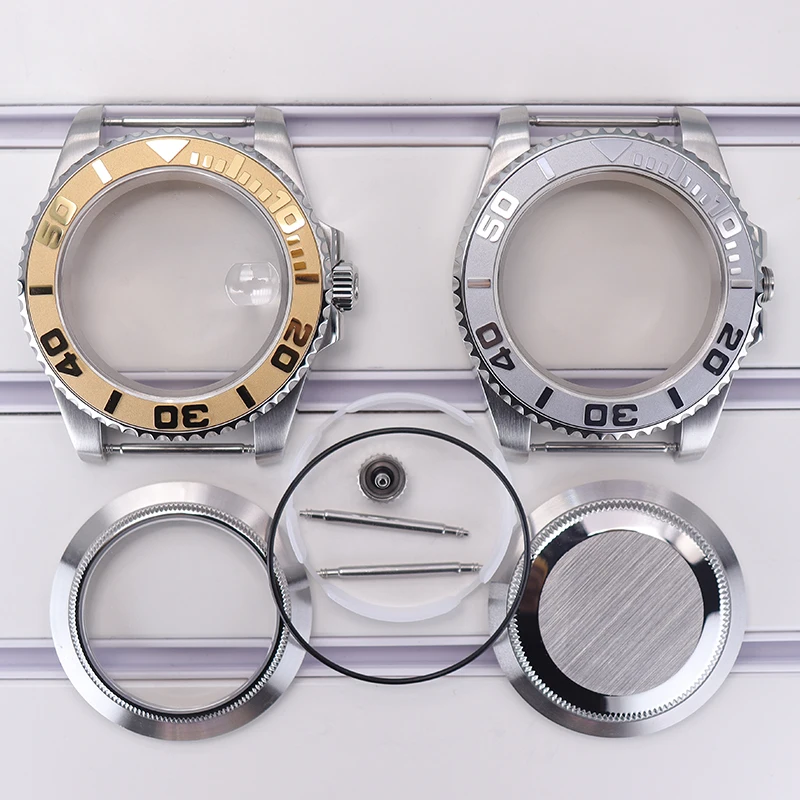 40mm diving watch Case Sapphire Glass For Seiko NH35 NH36 NH34 NH38 2824 Miyota 8215 automatic movement Silver YACHT watch Parts