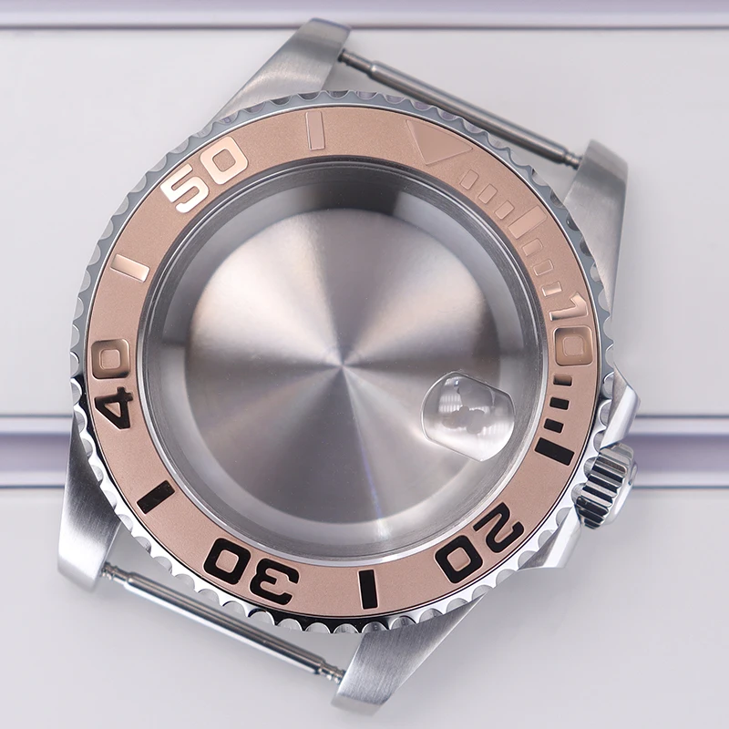 40mm diving watch Case Sapphire Glass For Seiko NH35 NH36 NH34 NH38 2824 Miyota 8215 automatic movement Silver YACHT watch Parts