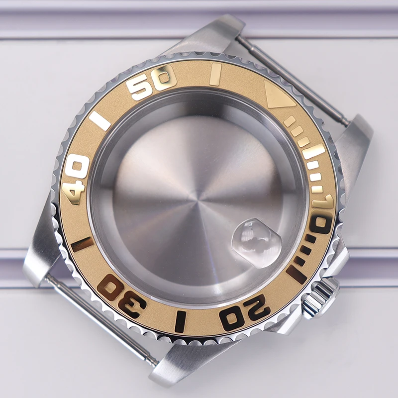 40mm diving watch Case Sapphire Glass For Seiko NH35 NH36 NH34 NH38 2824 Miyota 8215 automatic movement Silver YACHT watch Parts
