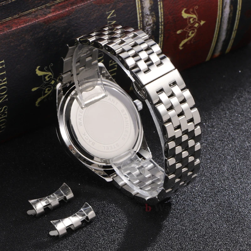 12/14/16/18/19/20/21/22mm Stainless Steel Strap for Tissot Curved End Wristband for Seiko Universal Bracelet Butterfly Buckle