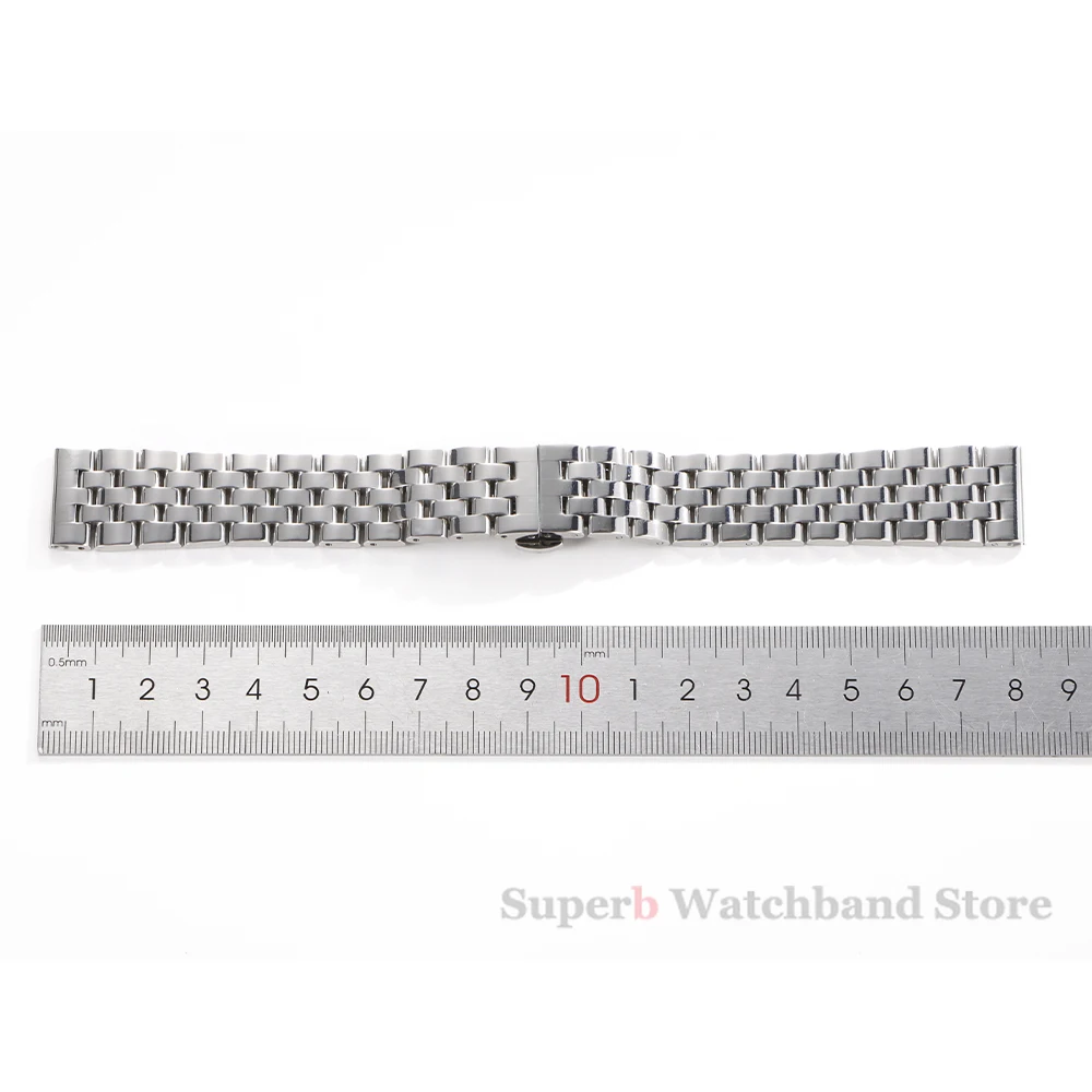 12/14/16/18/19/20/21/22mm Stainless Steel Strap for Tissot Curved End Wristband for Seiko Universal Bracelet Butterfly Buckle